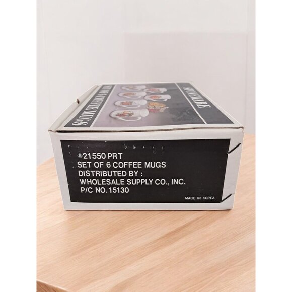 Stoneware Set Of Six Fruit Print Coffee Cups Mugs - Picture 16 of 16